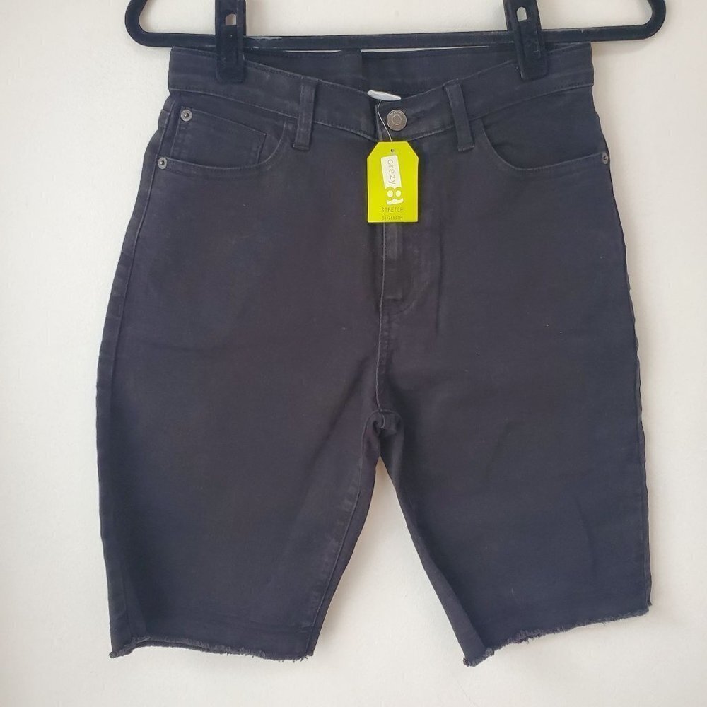 NWT Crazy 8 Black Stretch Long Jean Shorts Youth 16
